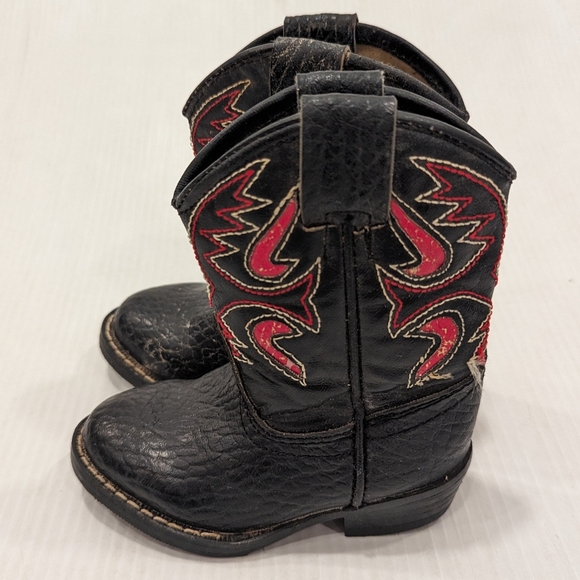 Black and red embroidered Toddler boy Cowboy boots size 5 - Picture 5 of 11